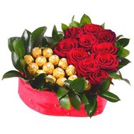 Heart of roses and chocolates