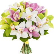 Bouquet of multicolored orchids