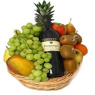 Fruits and wine in the basket