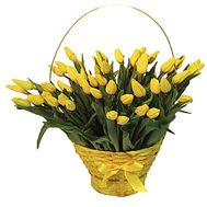 Composition of tulips in a basket