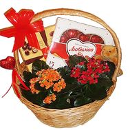 Basket of flowers and sweets