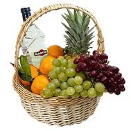 Fruit basket and alcohol