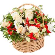 Basket of roses and sweets
