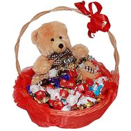 Basket with sweets and stuffed animals