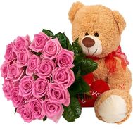 Bear with roses