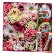 Set of flowers and sweets