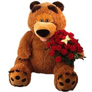 Teddy bear with flowers