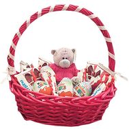 Gift basket for a baby with a bear