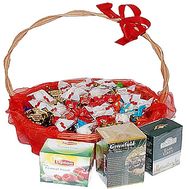 Gift basket with sweets and tea