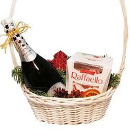 Gift basket of champagne and sweets