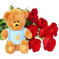 Roses and teddy bear