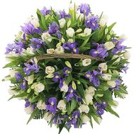 Tulips and irises in the basket