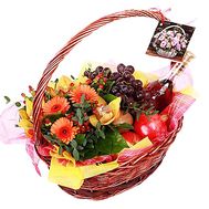 Flowers and fruits in the basket