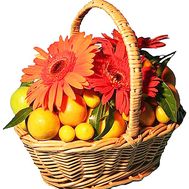 Flowers with fruits in the basket