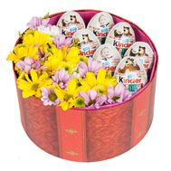 Box of flowers with sweets