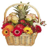 Fruit basket with flowers