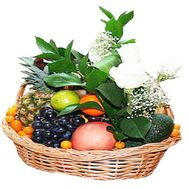 Basket with fruits and flowers