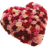 A huge heart of roses of different colors