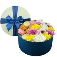 Composition of macaroons with flowers