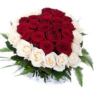 Roses in a basket in the shape of a heart