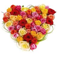 Heart of multi-colored roses
