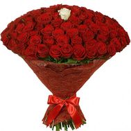 100 red roses and 1 white rose