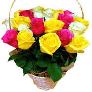 25 different roses in the basket