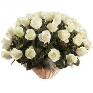Basket of 51 white imported roses