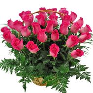 Basket of pink imported roses
