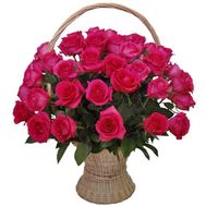 Pink imported roses in the basket