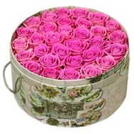 31 pink roses in a box
