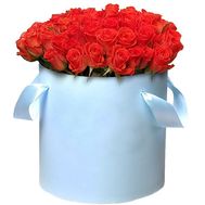 51 orange rose in a hat box