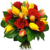 Bouquet of tulips and roses