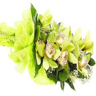 Bouquet of green orchids with decoration