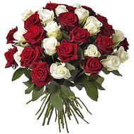 45 red and white roses