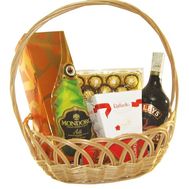 Elite champagne and chocolates in a basket