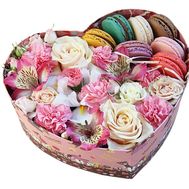 Box of macaroons with flowers
