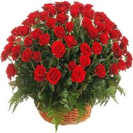 Basket of red roses for your beloved wife