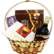 A basket of sweets and Baileys liqueur