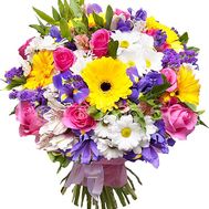 Beautiful bouquet with irises and other flowers