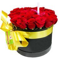 Red Roses in a Black Hat Box