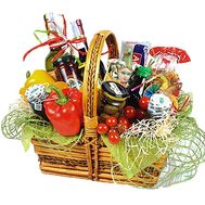Grocery basket as a gift to a woman