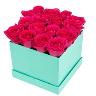 Pink roses in a square box
