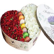Roses in a box in the shape of a heart