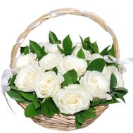15 white roses basket