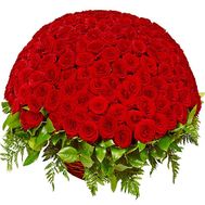 A beautiful bouquet of red roses in a basket