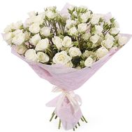 Snow white rose spray in bouquet