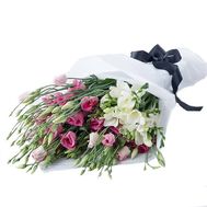 Delicate bouquet of eustoma and freesias