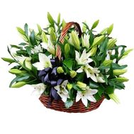White lilies in a basket