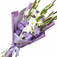 Bouquet of 9 white and purple gladioli